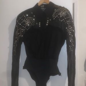 Women’s  80’s vintage IIF long sleeve button down collar bodysuit
